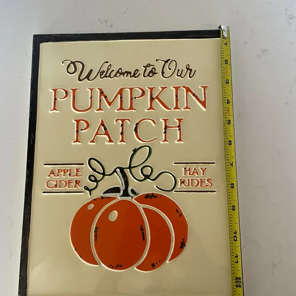 Welcome to Our Pumpkin Patch Metal Sign Fall Home Decor,‎ Halloween Decoration